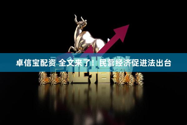 卓信宝配资 全文来了！民营经济促进法出台